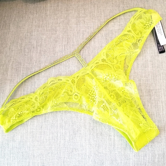Victoria's Secret Very Sexy Shine Strap Neon Lace Brazilian Panty Rhinestone NWT - Picture 5 of 12